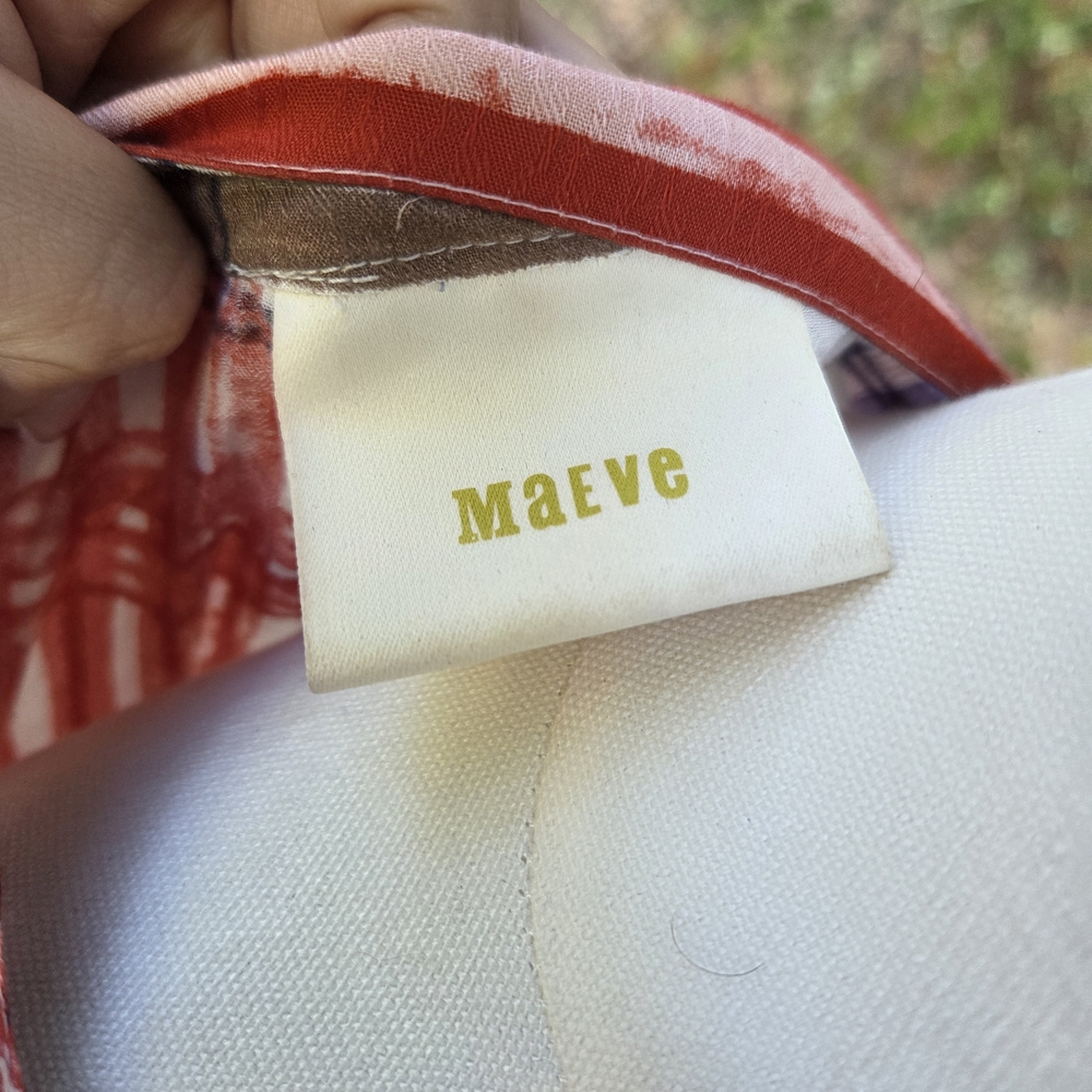 Anthropologie Maeve Patriotic Red and White Plaid Blouse Size XS‎ - Picture 4 of 6
